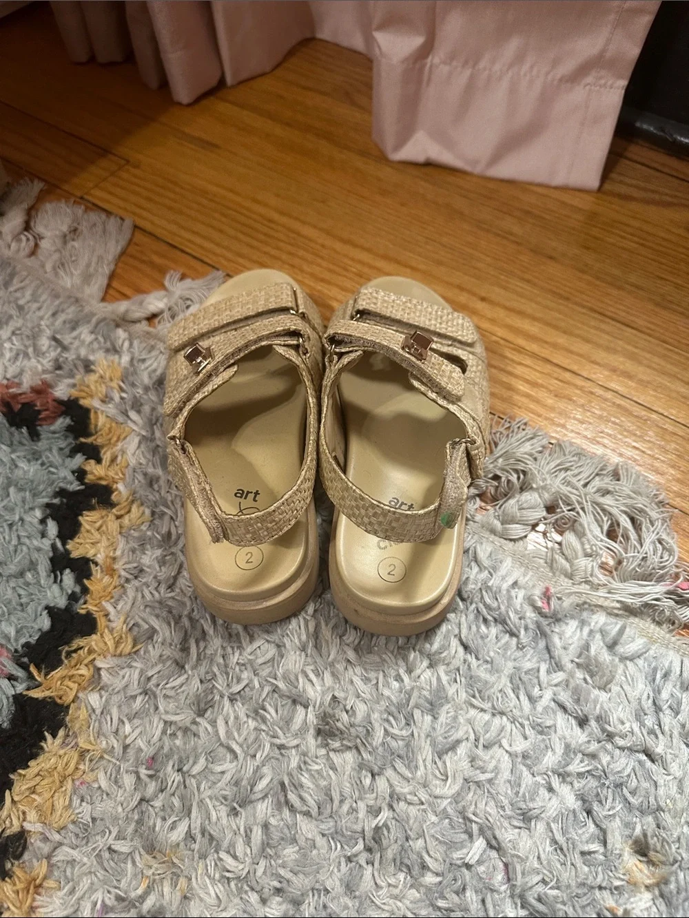 Art Class Beige Sparkle Kids Sandals with Adjustable Straps